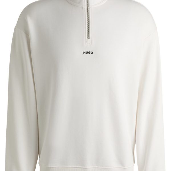 Sweat en molleton de coton à encolure zippée et logo imprimé – Hugo Boss