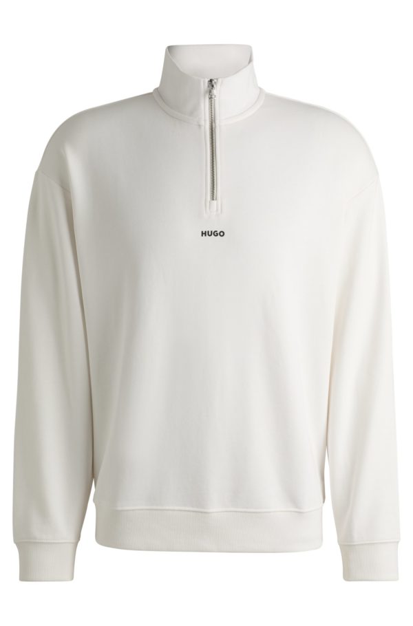 Hugo Boss Sweat en molleton de coton avec encolure zippée et logo imprimé