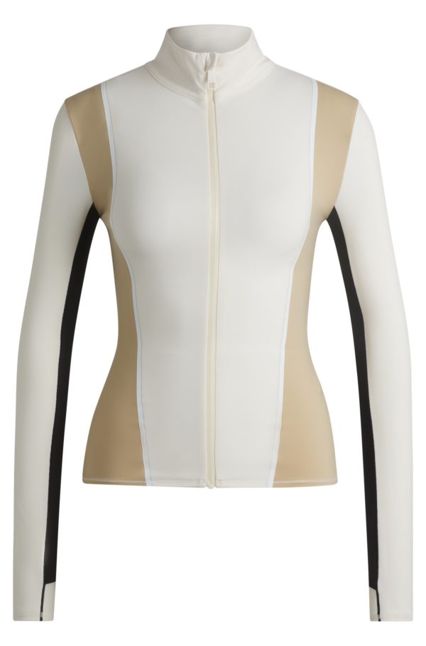Hugo Boss Sweat zippé en tissu stretch color block