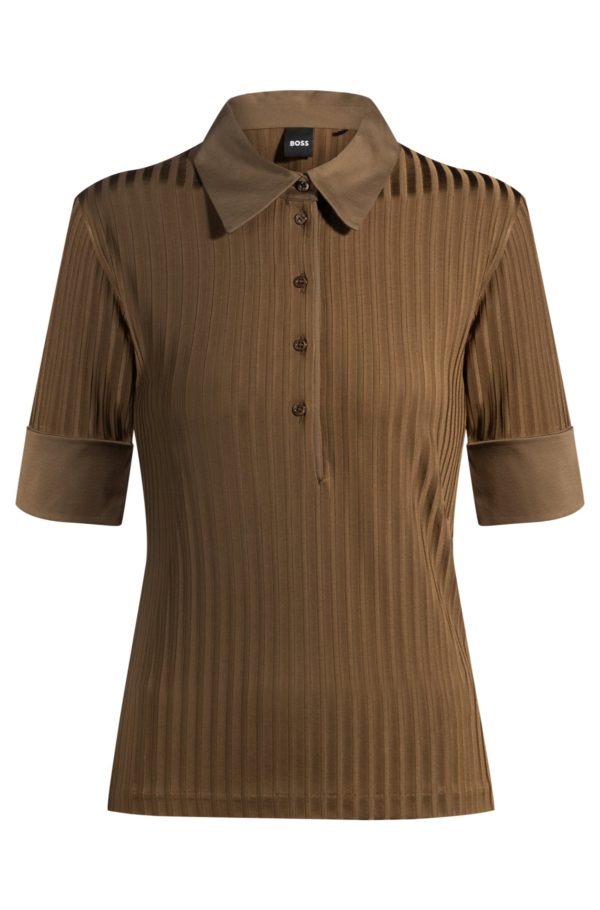 Hugo Boss T-shirt côtelé à col polo et finitions unies