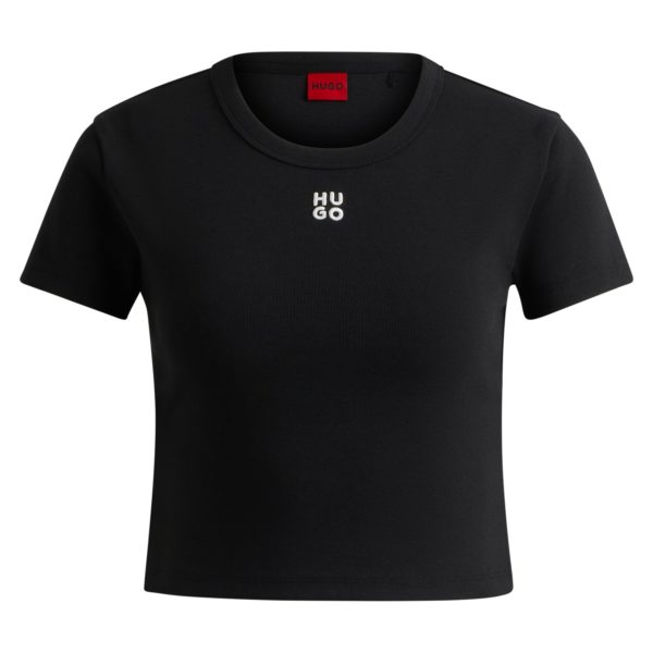 Hugo Boss T-shirt Slim en coton mélangé à logo revisité brodé