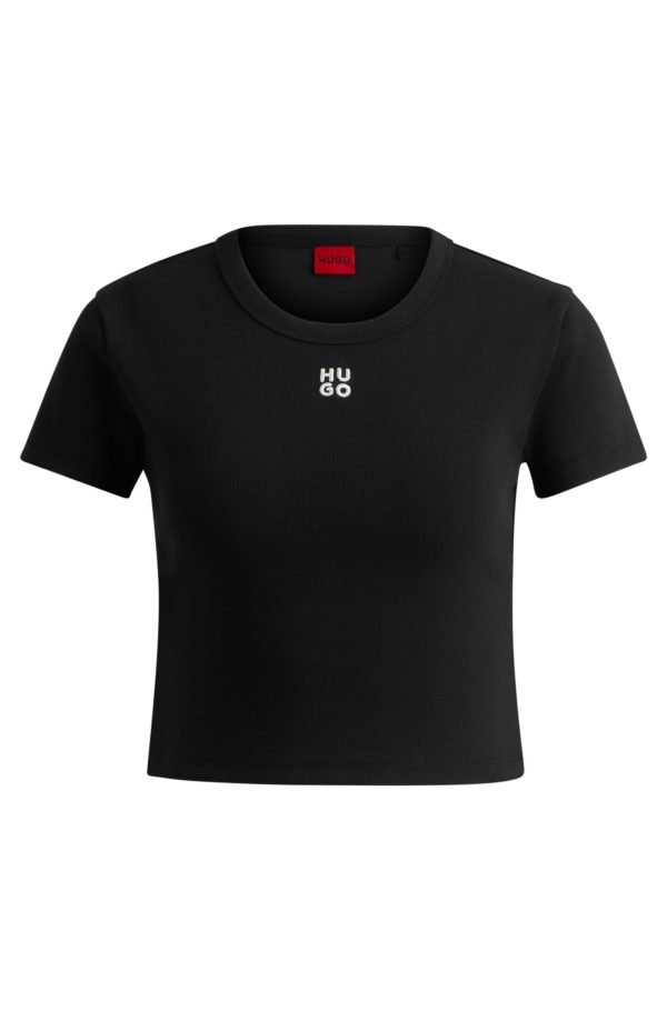 Hugo Boss T-shirt Slim en coton mélangé à logo revisité brodé