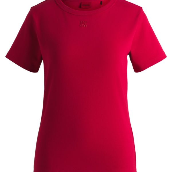Hugo Boss T-shirt en coton mélangé à logo revisité brodé
