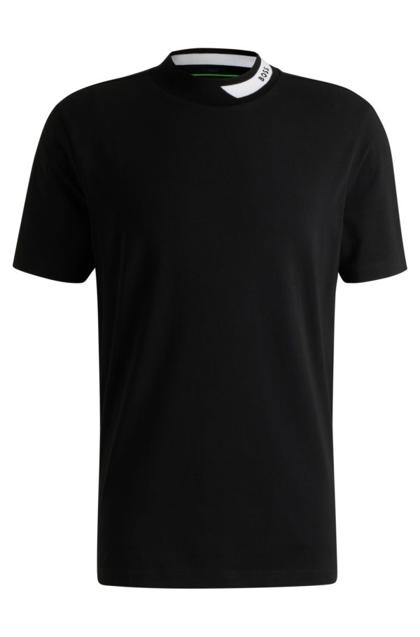 Hugo Boss T-shirt en coton stretch avec logo au col