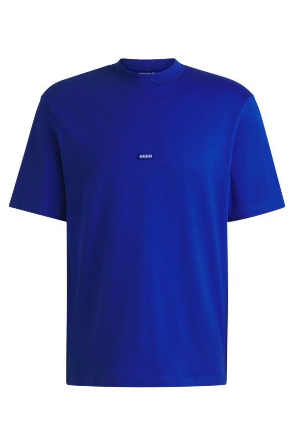 Hugo Boss T-shirt en jersey de coton avec patch logo bleu