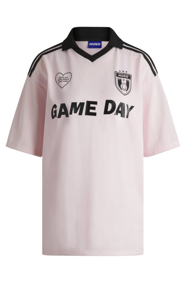 Hugo Boss T-shirt en mesh inspiré du football avec logo Happy HUGO