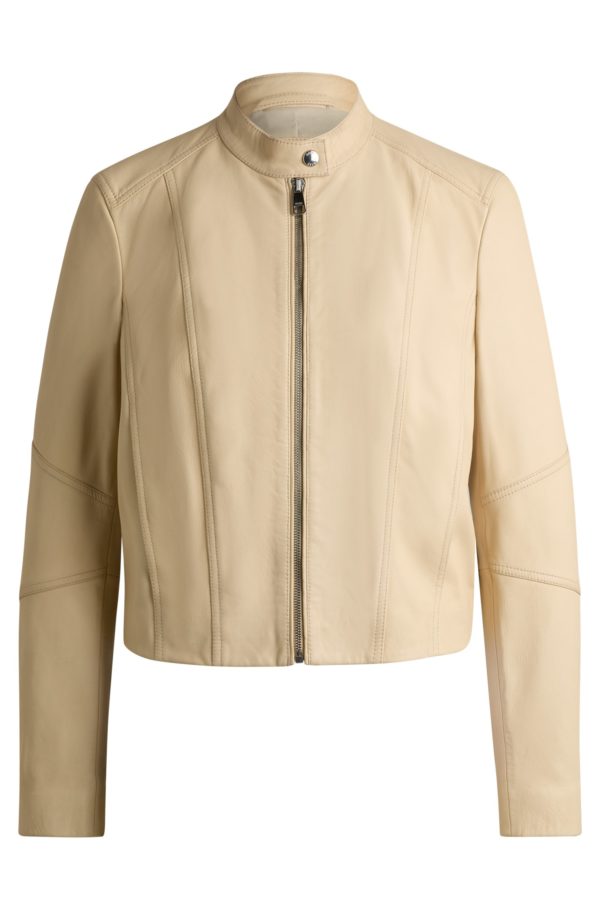 Hugo Boss Veste Regular en cuir grainé