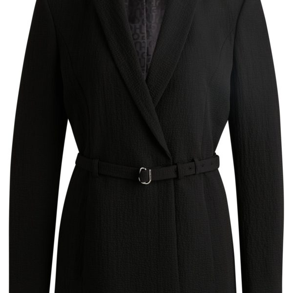 Hugo Boss Veste Regular en seersucker avec ceinture à boucle