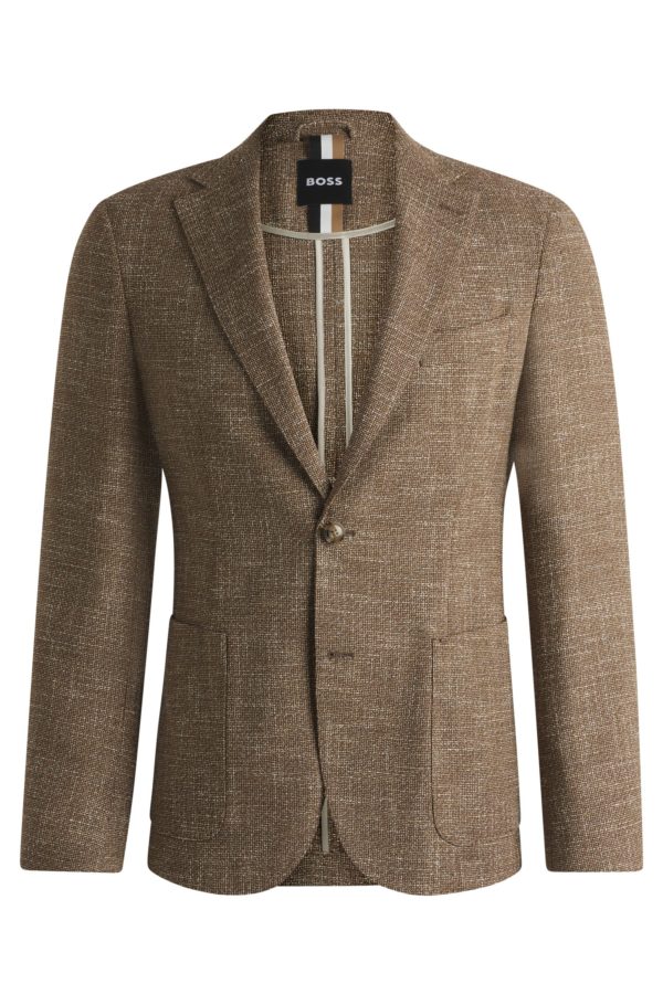 Hugo Boss Veste Slim en tweed stretch à micro motif