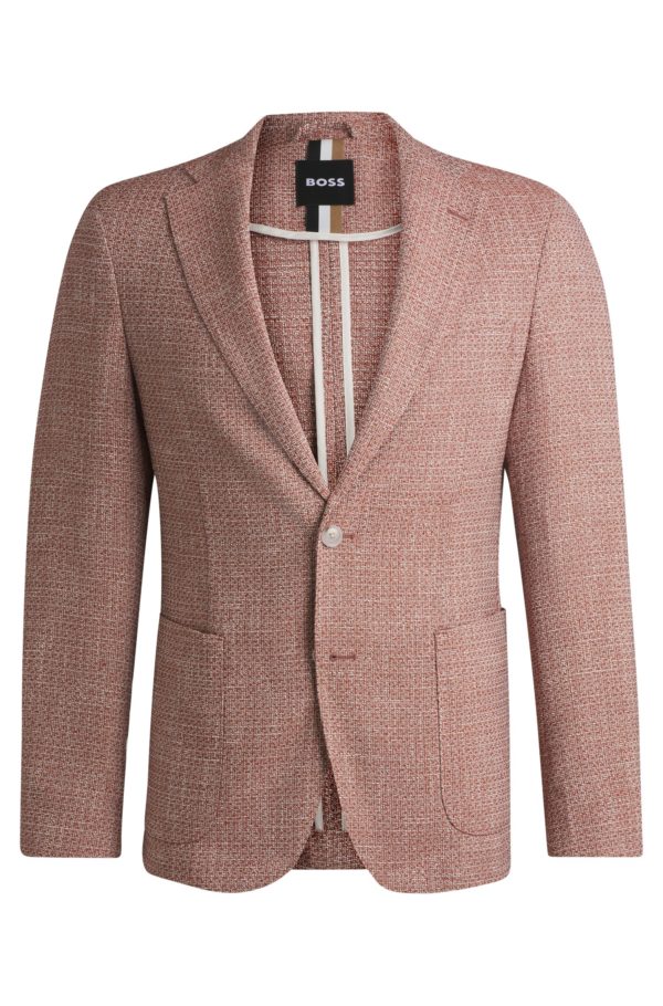 Hugo Boss Veste Slim en tweed stretch à micro motif