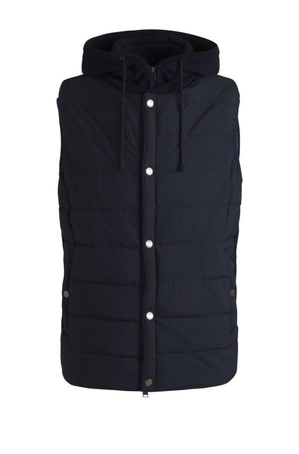 Hugo Boss Veste sans manches à capuche en laine avec panneau en duvet mélangé sur le devant
