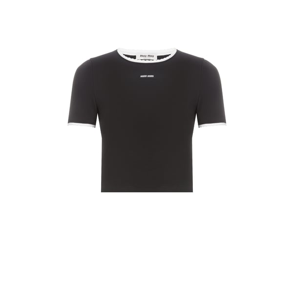 T-shirt avec bordure dentelée – Miu Miu
