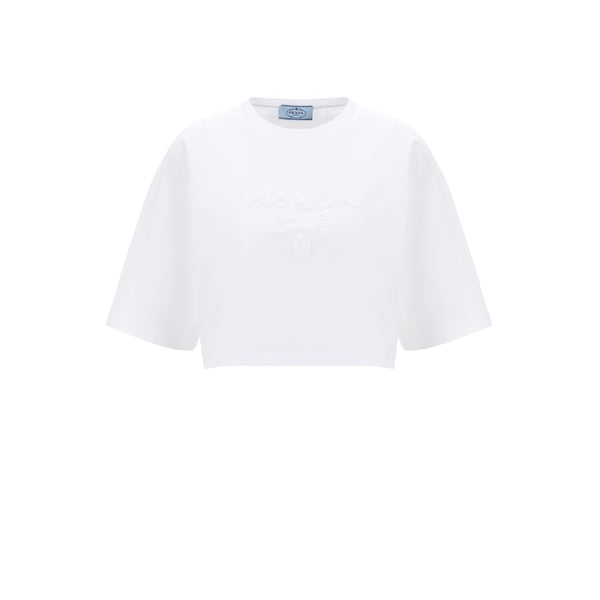 T-shirt cropped oversize en coton - Prada