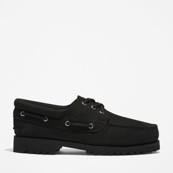 Timberland Chaussure Bateau Cousue Main À 3 Œillets Et Semelle Crantée Pour Homme En Noir Noir
