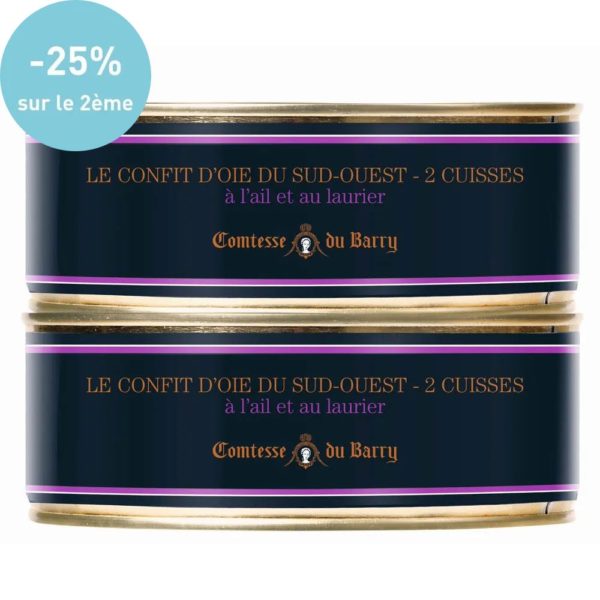 Lot de 2 confits d’oie du Sud-Ouest à l’ail et au laurier – 2 cuisses-Comtesse du Barry