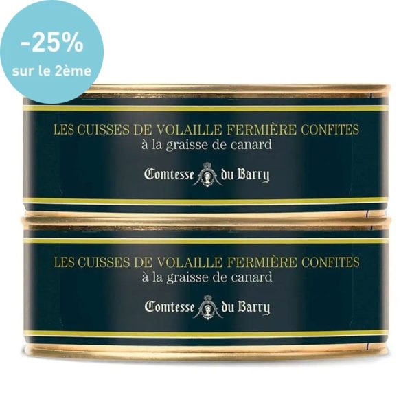Lot de 2 cuisses de volaille fermière confites à la graisse de canard-Comtesse du Barry