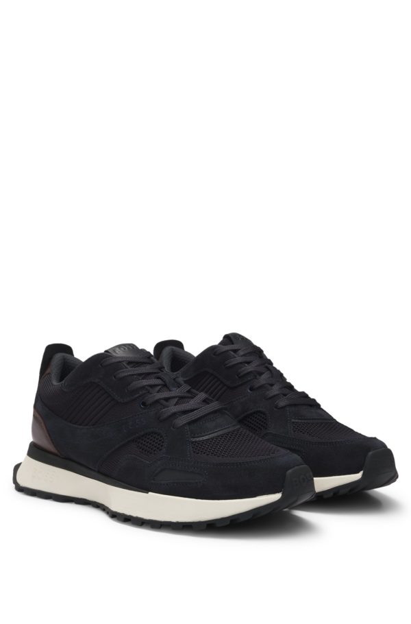 Hugo Boss Baskets avec finitions en maille et cuir bruni