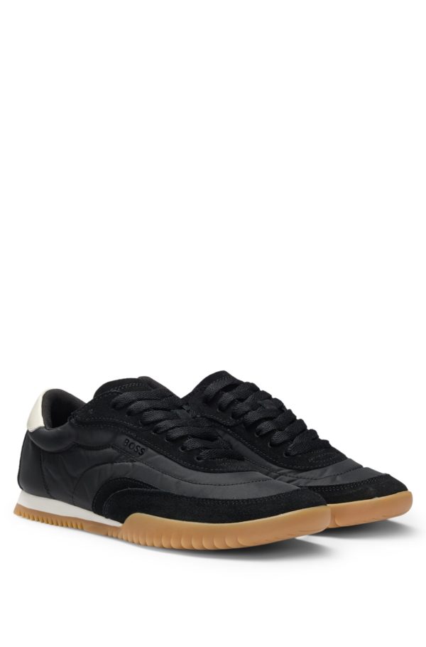 Hugo Boss Baskets basses en cuir suédé et tissu