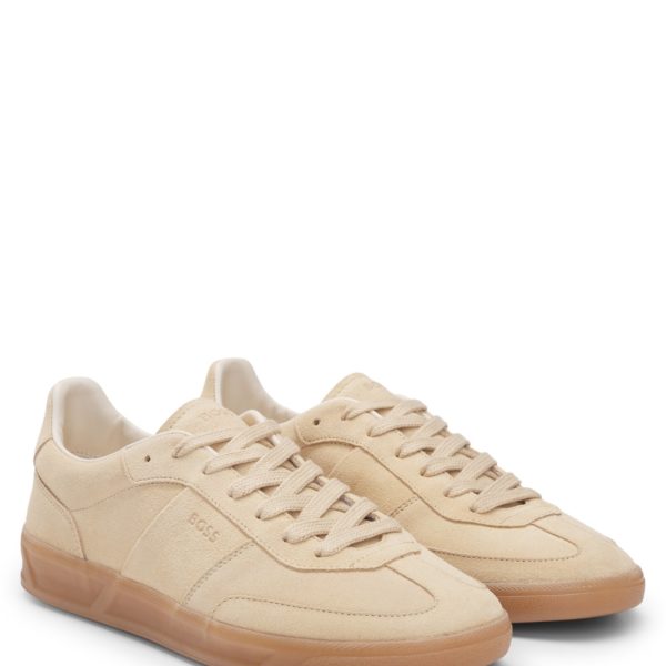 Hugo Boss Baskets lacées en cuir suédé à détail logoté