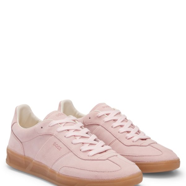 Baskets lacées en cuir suédé à détail logoté – Hugo Boss