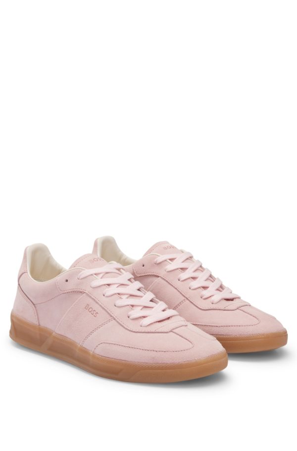 Hugo Boss Baskets lacées en cuir suédé à détail logoté