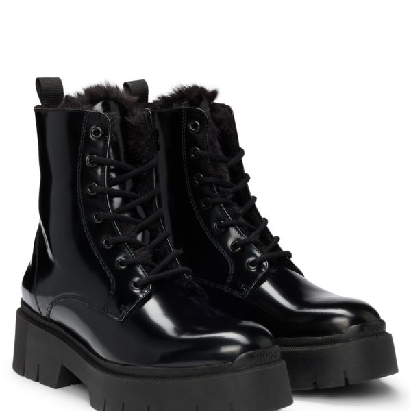 Hugo Boss Bottines en similicuir avec tirette de fermeture éclair à logo
