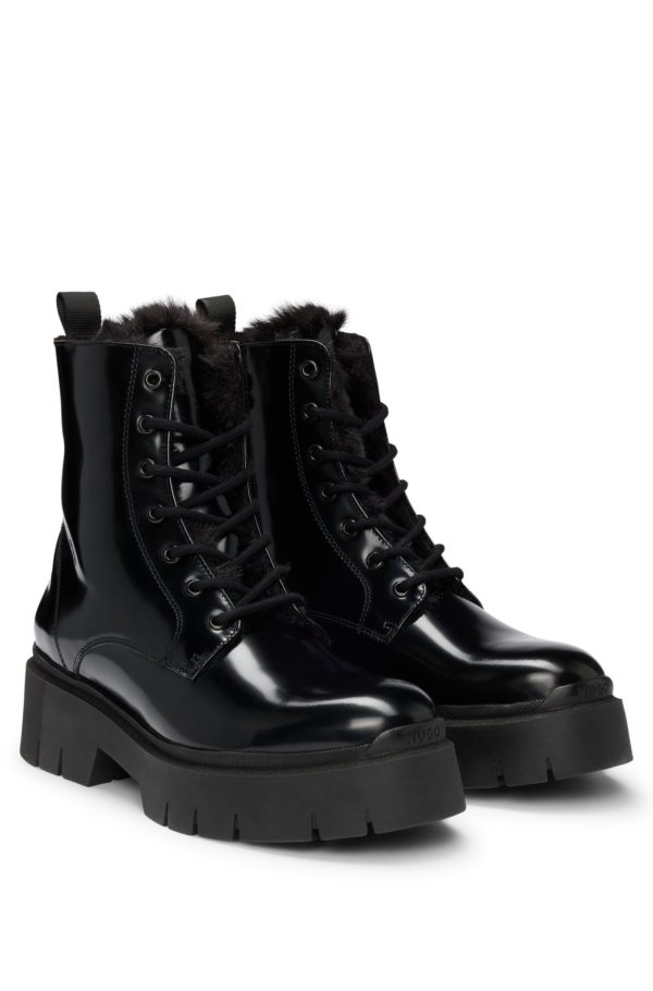 Hugo Boss Bottines en similicuir avec tirette de fermeture éclair à logo