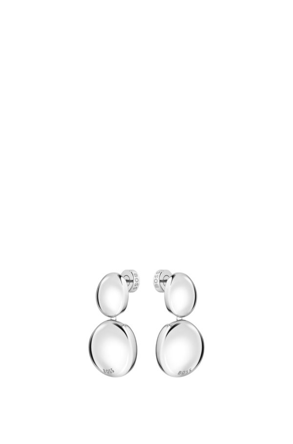 Hugo Boss Boucles d’oreilles argentées façon galets