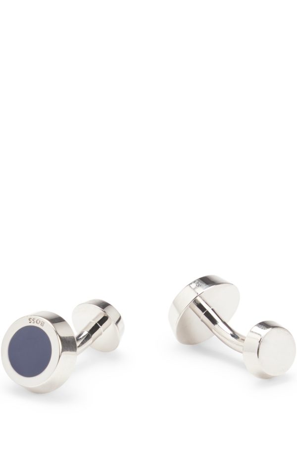 Hugo Boss Boutons de manchette ronds avec insert en émail noir