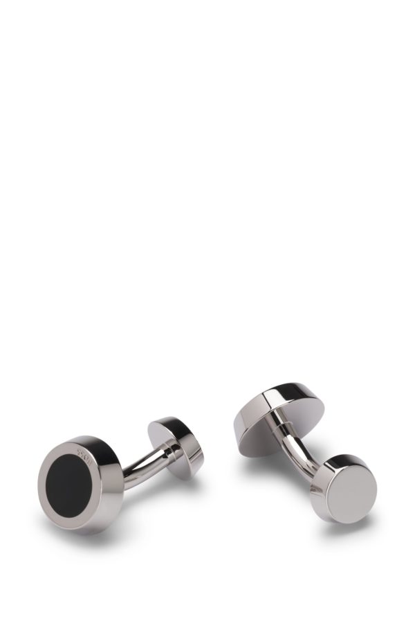 Hugo Boss Boutons de manchette ronds avec insert en émail noir