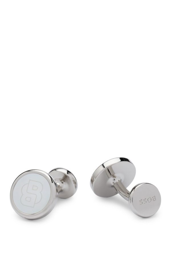 Hugo Boss Boutons de manchette ronds en laiton avec insert monogrammé Double B