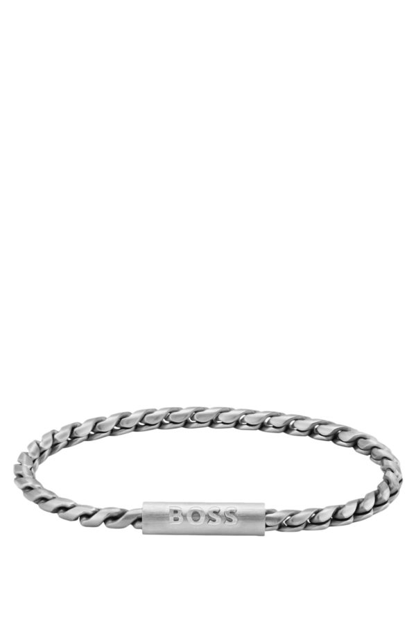 Hugo Boss Bracelet argenté avec chaîne tressée