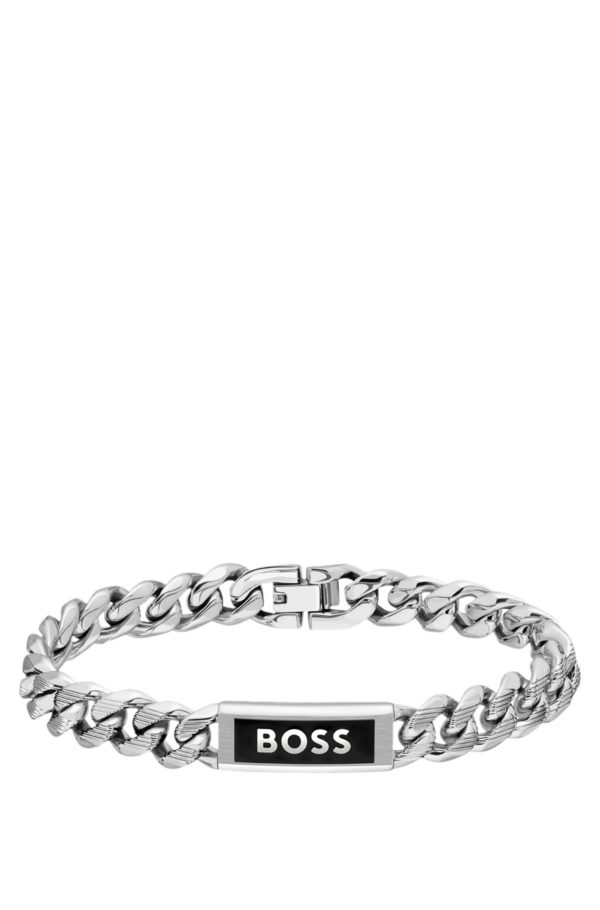Hugo Boss Bracelet chaîne argenté à plaquette logotée