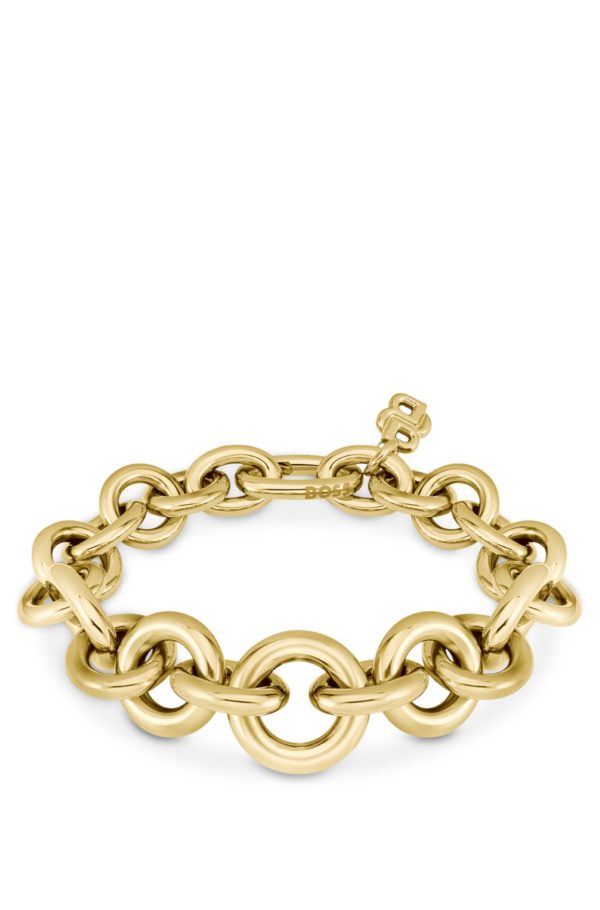 Hugo Boss Bracelet doré à maillons ronds et ovales