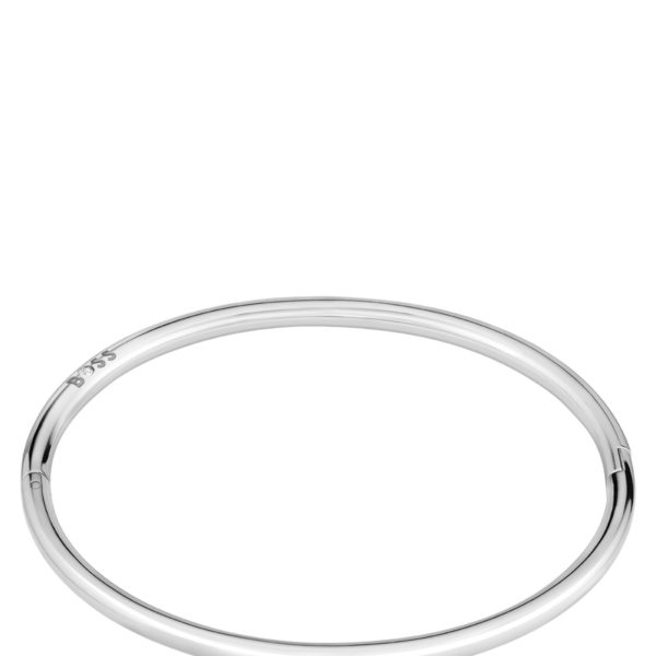Bracelet jonc argenté avec détail logo – Hugo Boss