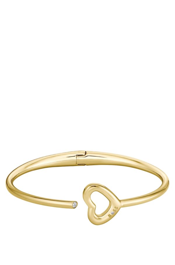 Hugo Boss Bracelet jonc doré avec détail cœur ouvert