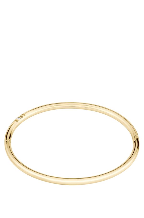 Hugo Boss Bracelet jonc doré avec détail logoté