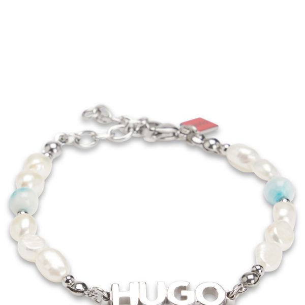 Hugo Boss Bracelet logoté avec perles et pierres colorées