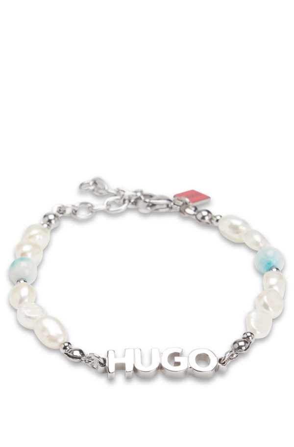 Hugo Boss Bracelet logoté avec perles et pierres colorées