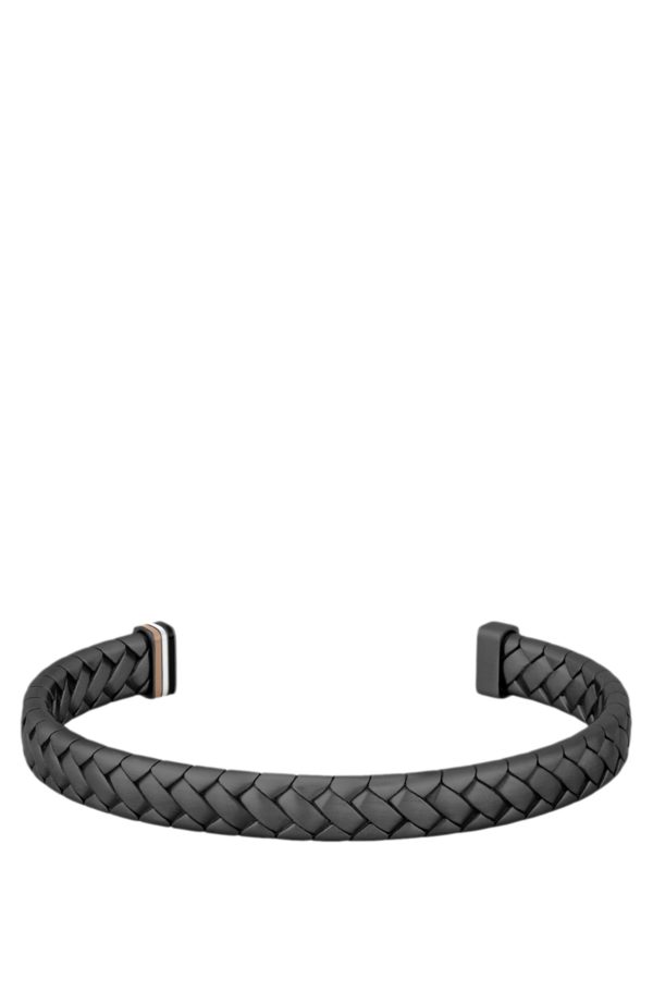 Hugo Boss Bracelet noir à motif chevrons