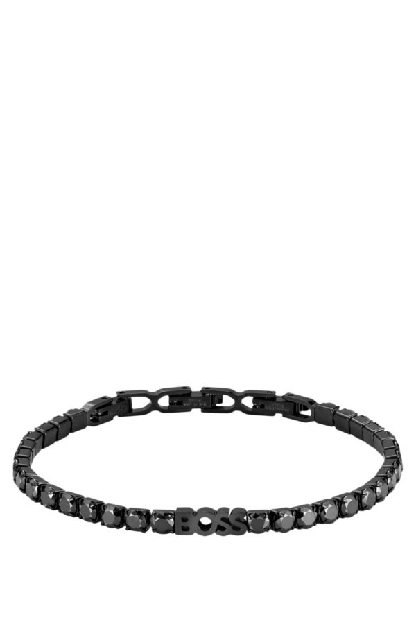 Hugo Boss Bracelet tennis avec chaîne à strass noirs