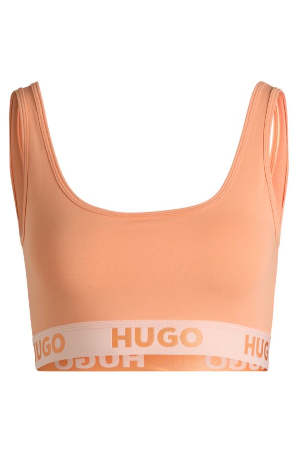 Hugo Boss Brassière en coton stretch avec bande logo