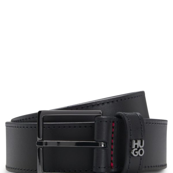 Hugo Boss Ceinture en cuir avec passant à logo revisité et garniture en métal argenté