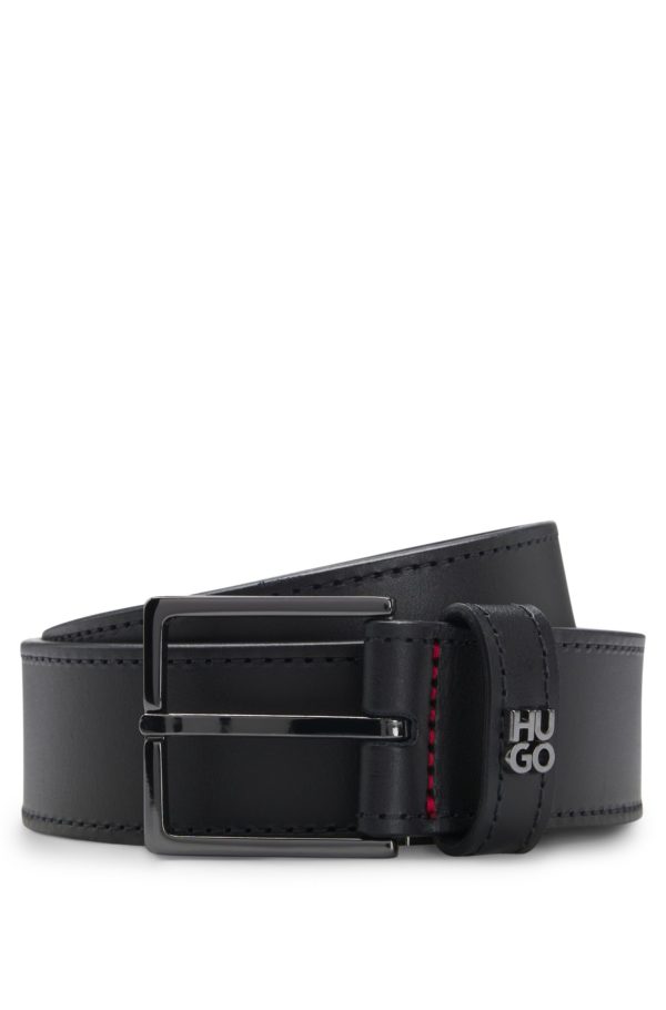 Hugo Boss Ceinture en cuir avec passant à logo revisité et garniture en métal argenté