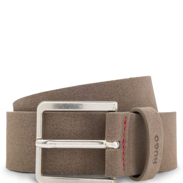Hugo Boss Ceinture en cuir suédé avec boucle argentée