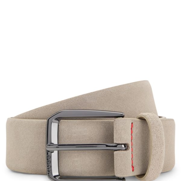 Hugo Boss Ceinture en cuir suédé italien avec boucle logotée angulaire