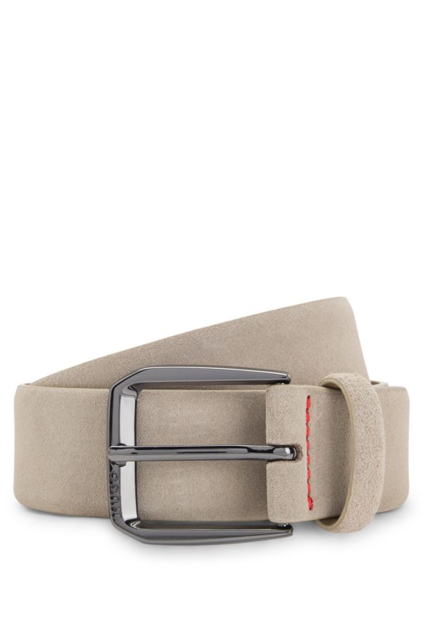 Hugo Boss Ceinture en cuir suédé italien avec boucle logotée angulaire