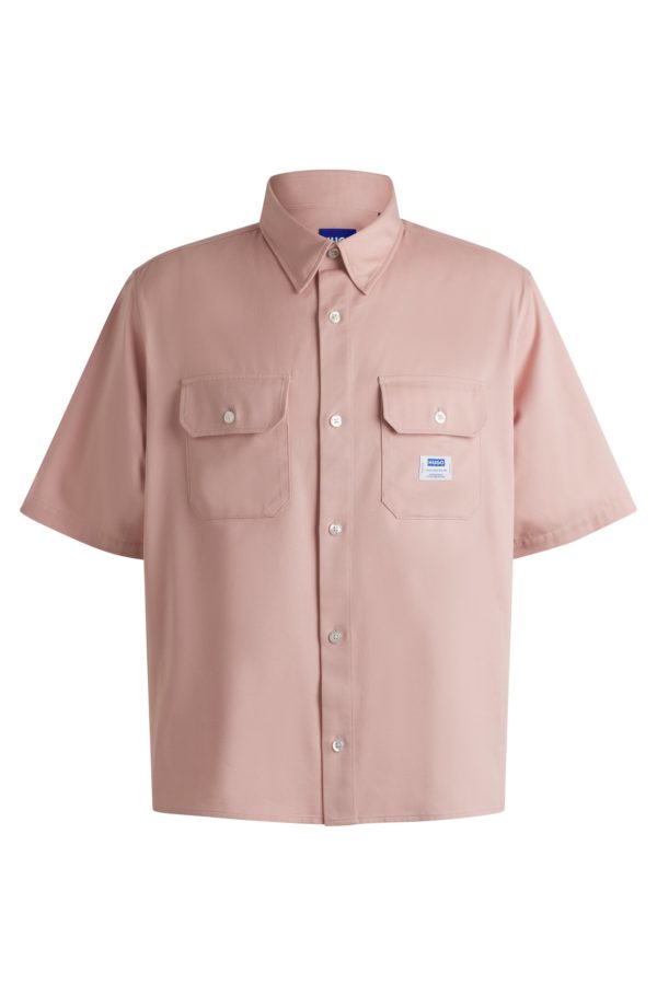 Hugo Boss Chemise Oversize en twill de coton avec patch logoté