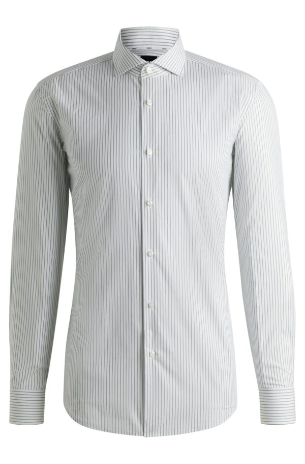 Hugo Boss Chemise Slim en coton stretch à rayures facile à repasser