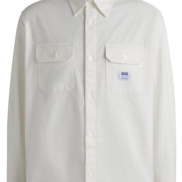 Chemise en twill de coton avec étiquette logotée – Hugo Boss